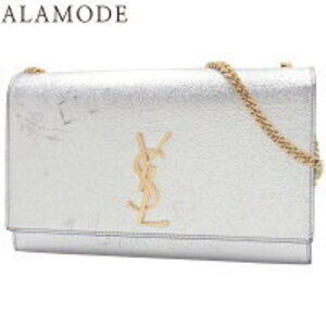 SAINT LAURENT PARIS Kate Shoulder Bag Chain Crossbody YSL Leather Silver